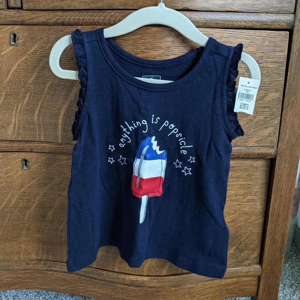 🌟🆕 New GAP Toddler Girl 'Anything is Popsicle' tank 2T